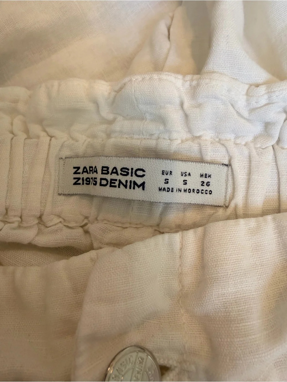 Zara Basic Z1975 Denim White Wide-Leg Linen Blend Chinos